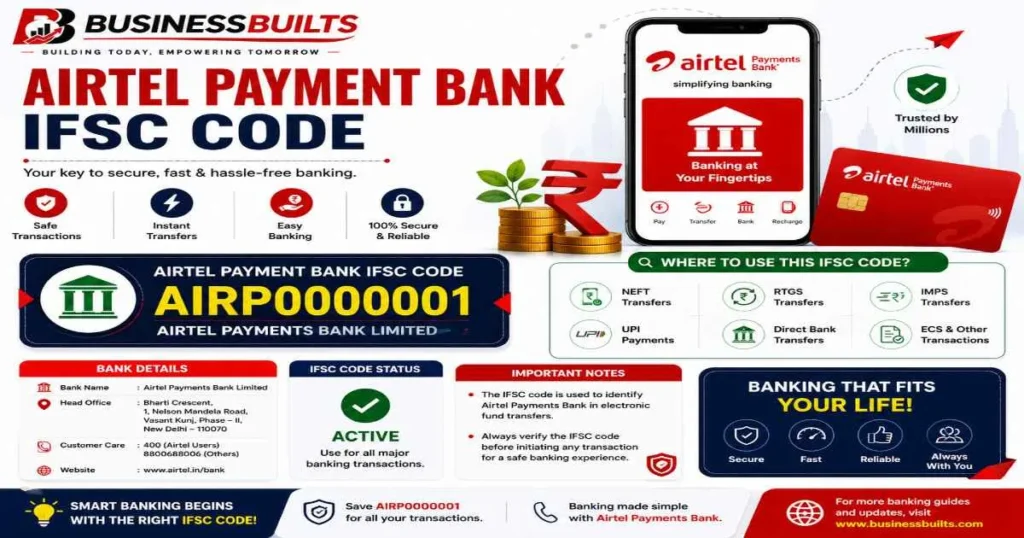 Airtel Payments Bank IFSC code with banking details and secure money transfer guide