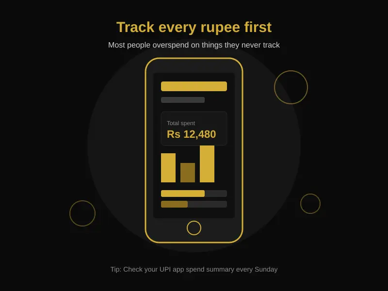 UPI expense tracking dashboard showing how to save money online through spend monitoring