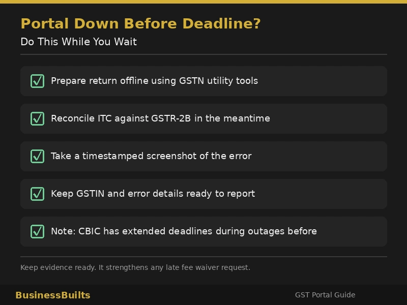 Action checklist for gst site not working before a GST filing deadline