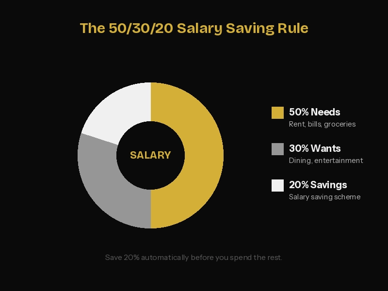 salary saving scheme 50 30 20 budgeting rule chart